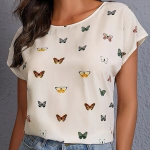 Boho  Butterfly Print Blouse